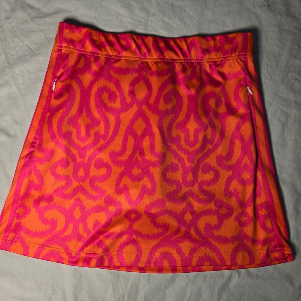 Gretchen Scott Skort Womens Small Orange Pink Ikat Damask Athletic Golf Tennis